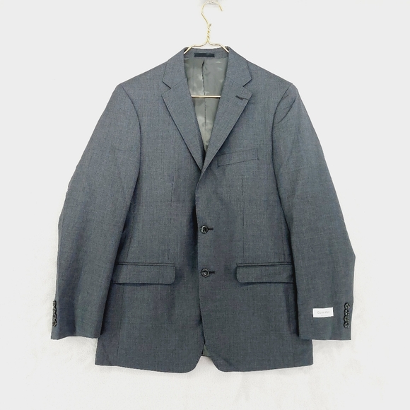 NEW Calvin Klein Men's Slim Fit Grey Wool Suit Jacket